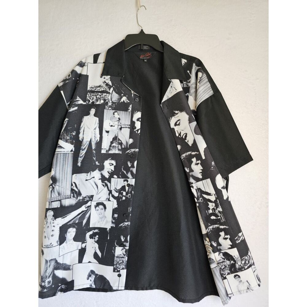 ELVIS PRESLEY Button Up Shirt Men's Size XL , Black‎ and White, Embroidered - Picture 16 of 16